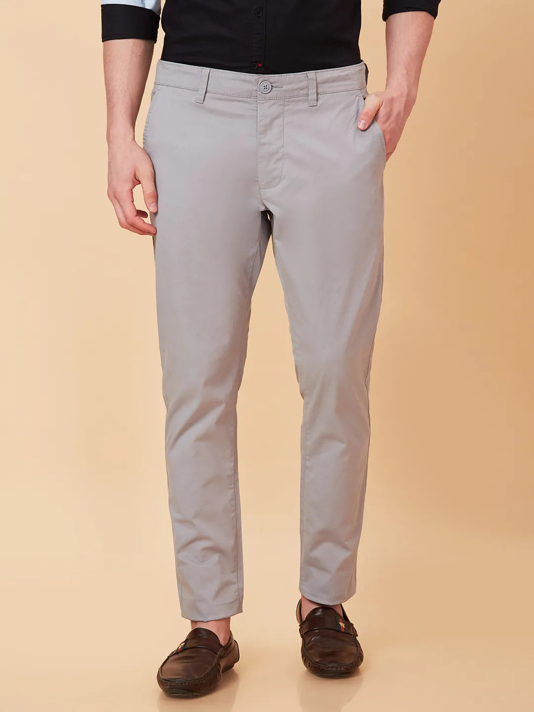 Grey Slim Fit Men's Chinos by Being Human Clothing