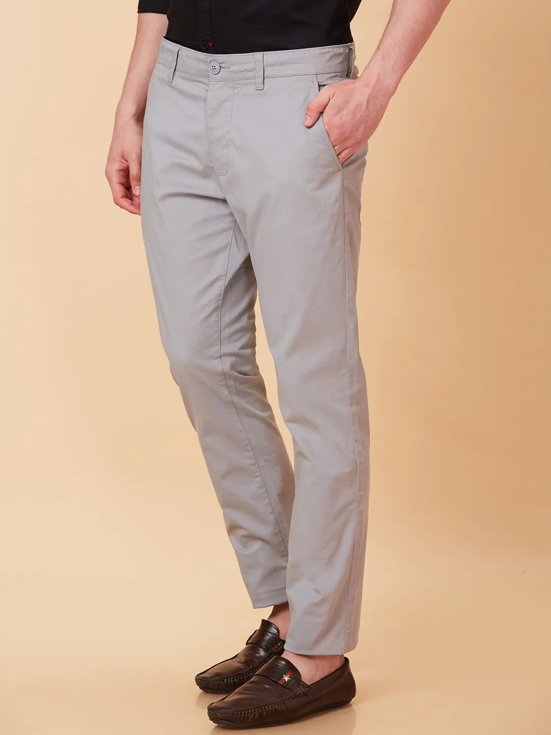 Grey Slim Fit Men's Chinos by Being Human Clothing
