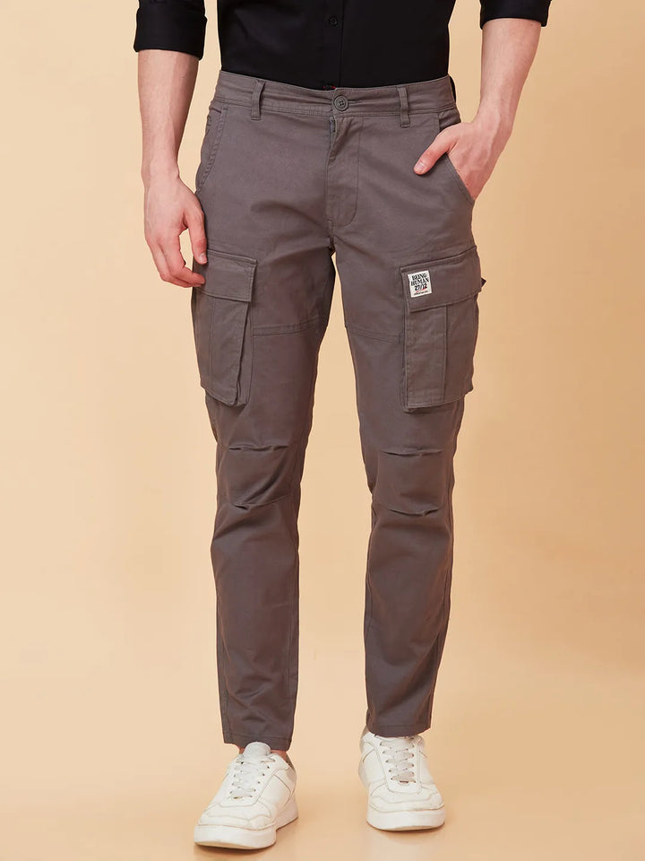 Grey Slim Fit Men's Cargos by Being Human Clothing
