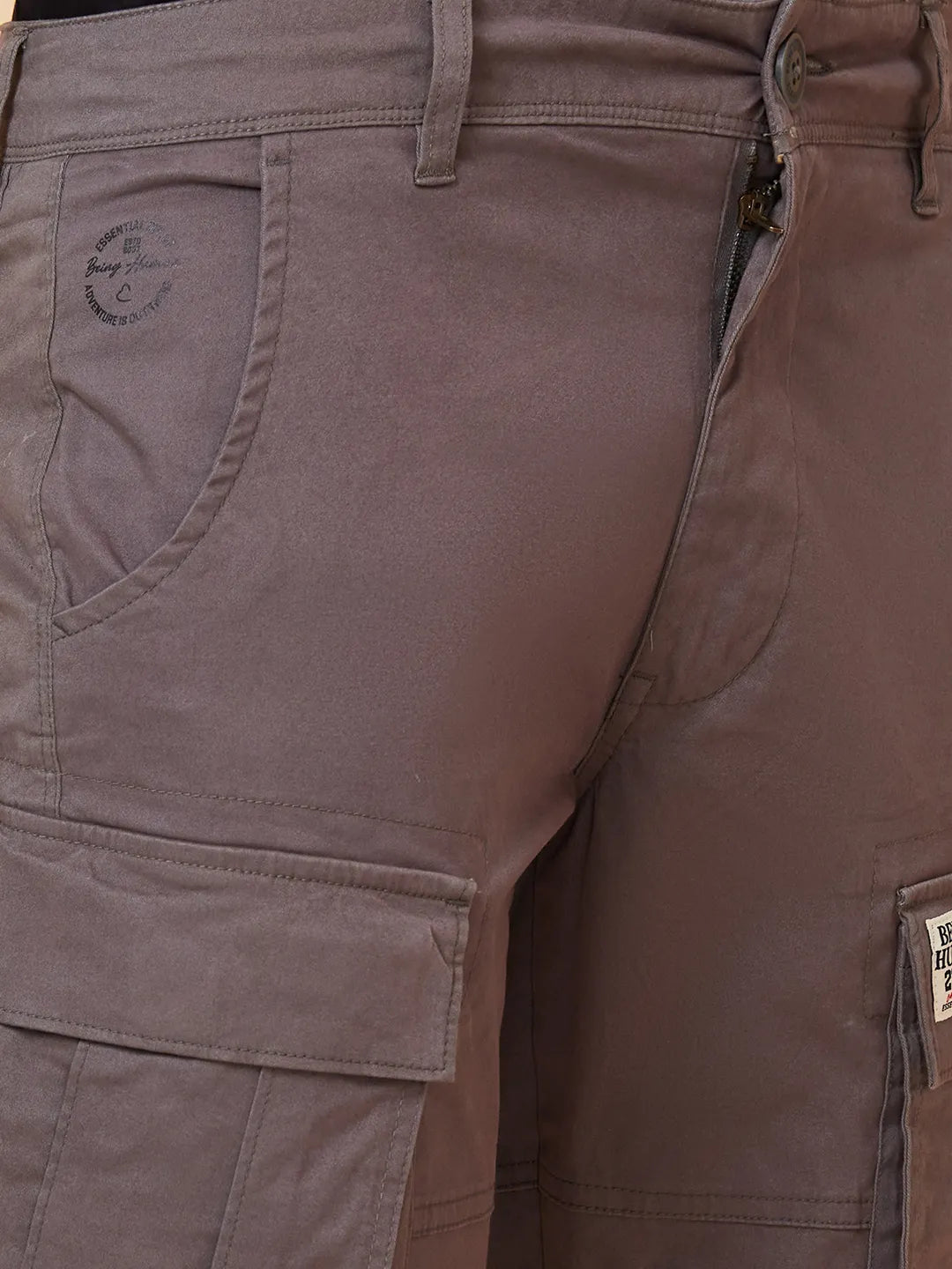 Grey Slim Fit Men's Cargos by Being Human Clothing