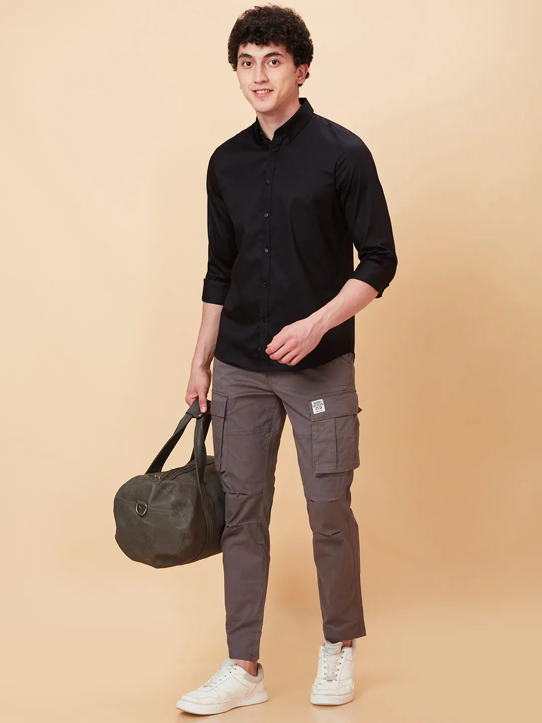 Grey Slim Fit Men's Cargos by Being Human Clothing