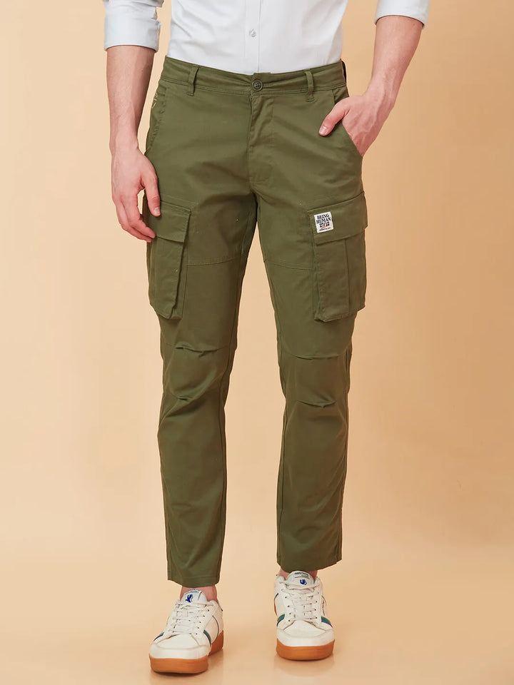 Olive Slim Fit Men's Cargos by Being Human Clothing