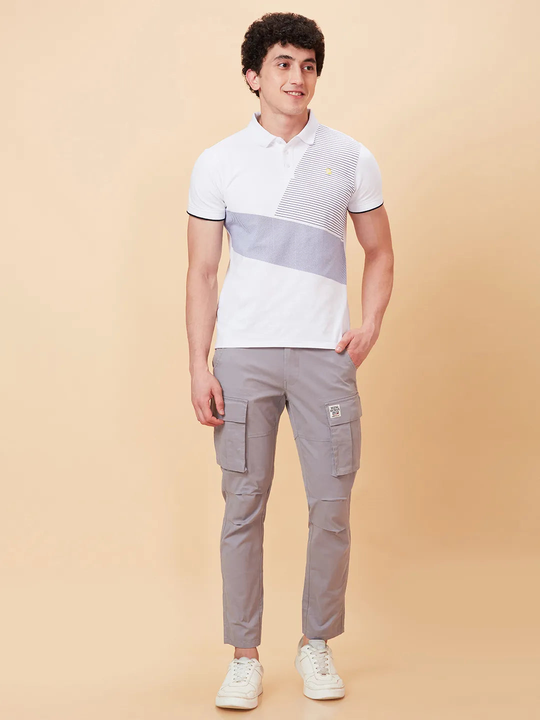 Grey Slim Fit Men's Cargos by Being Human Clothing