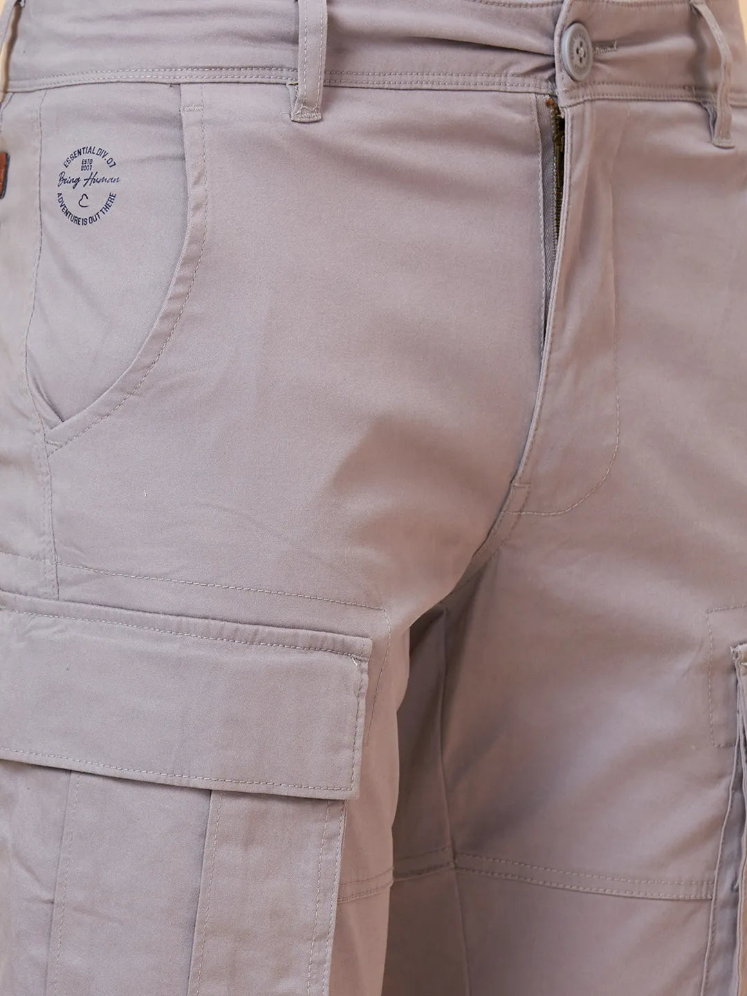 Grey Slim Fit Men's Cargos by Being Human Clothing