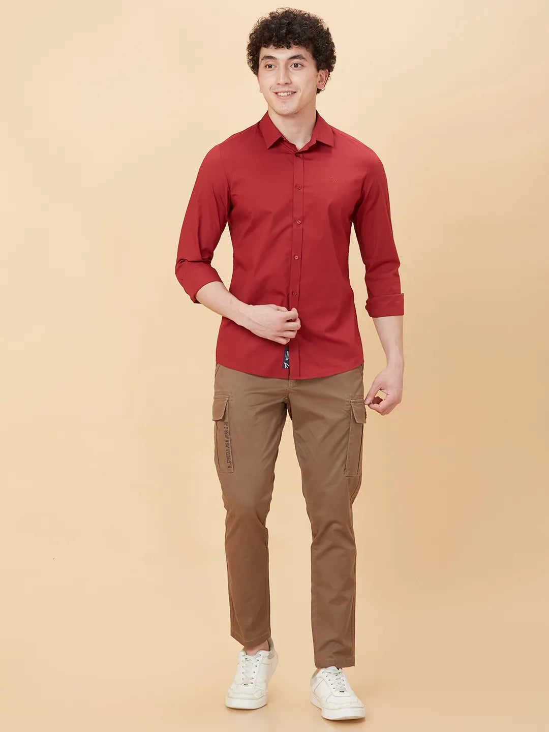 Brown Regular Fit Chino For Men By Being Human Clothing