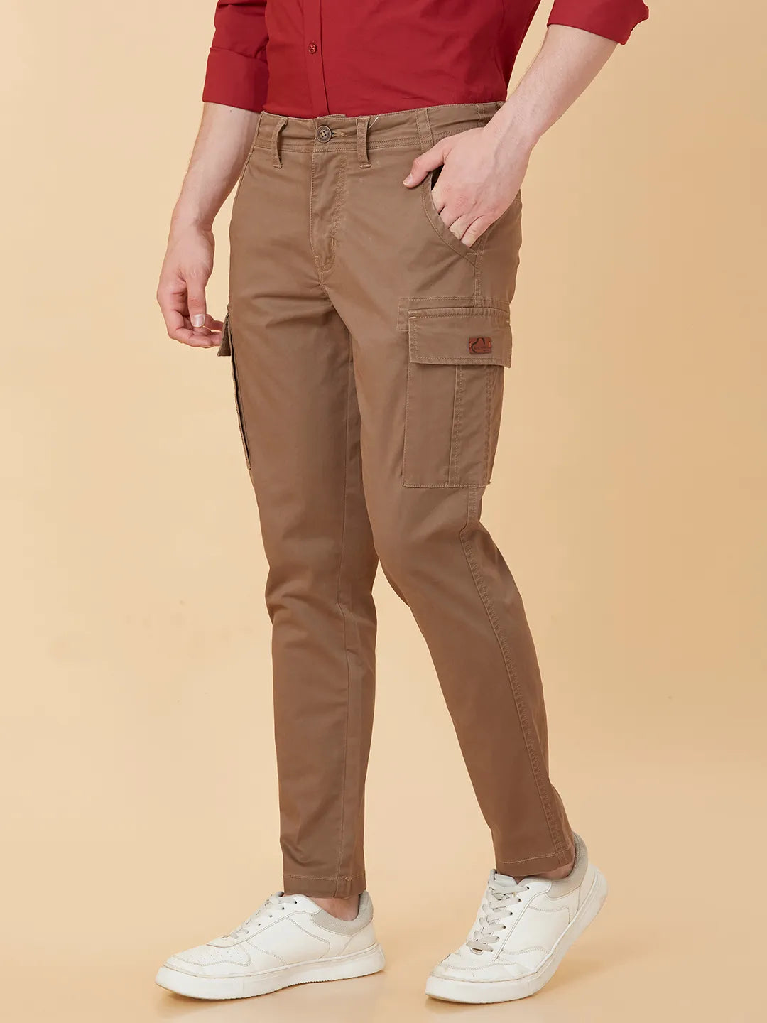 Brown Regular Fit Chino For Men By Being Human Clothing