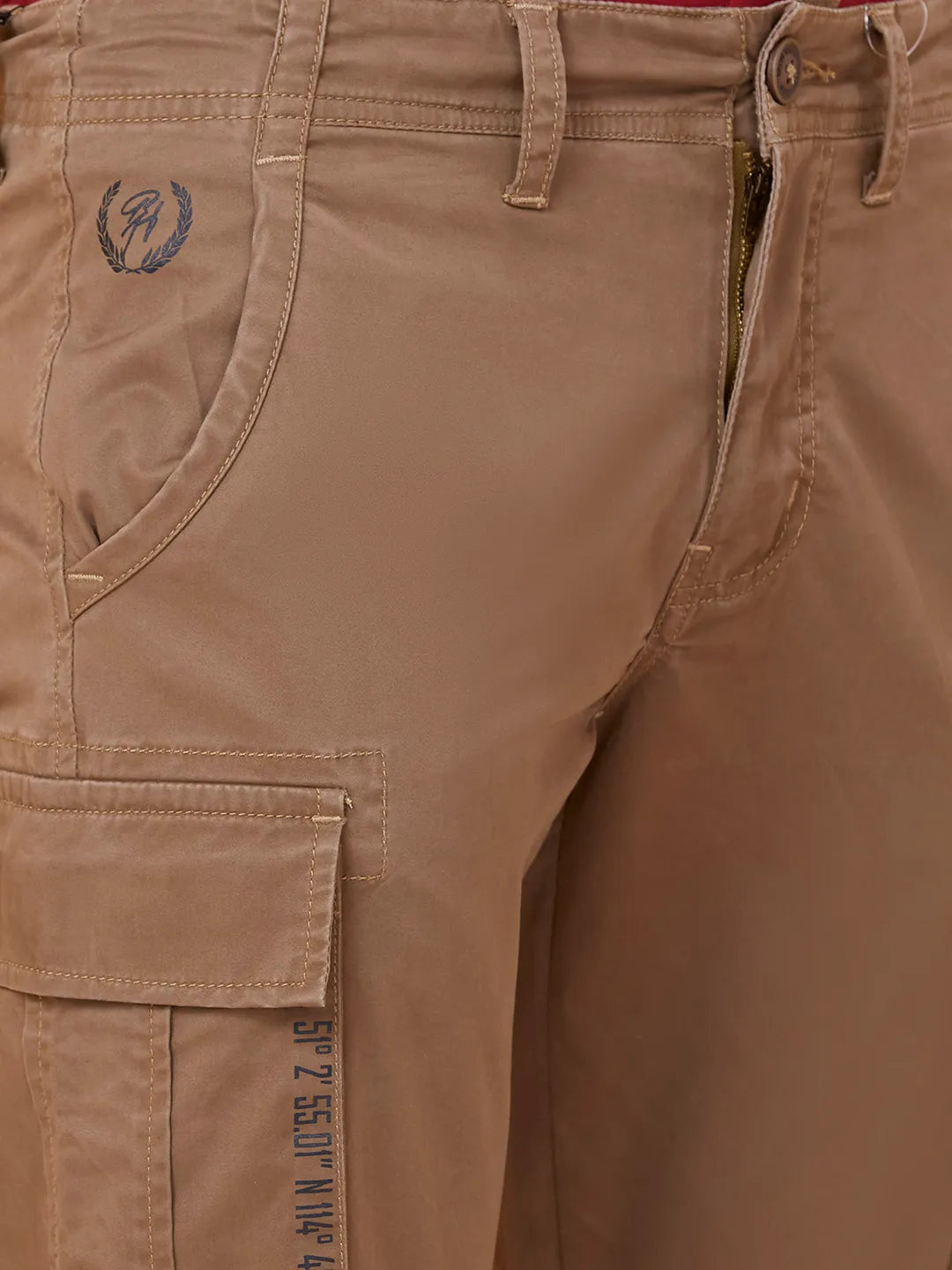 Brown Regular Fit Chino For Men By Being Human Clothing