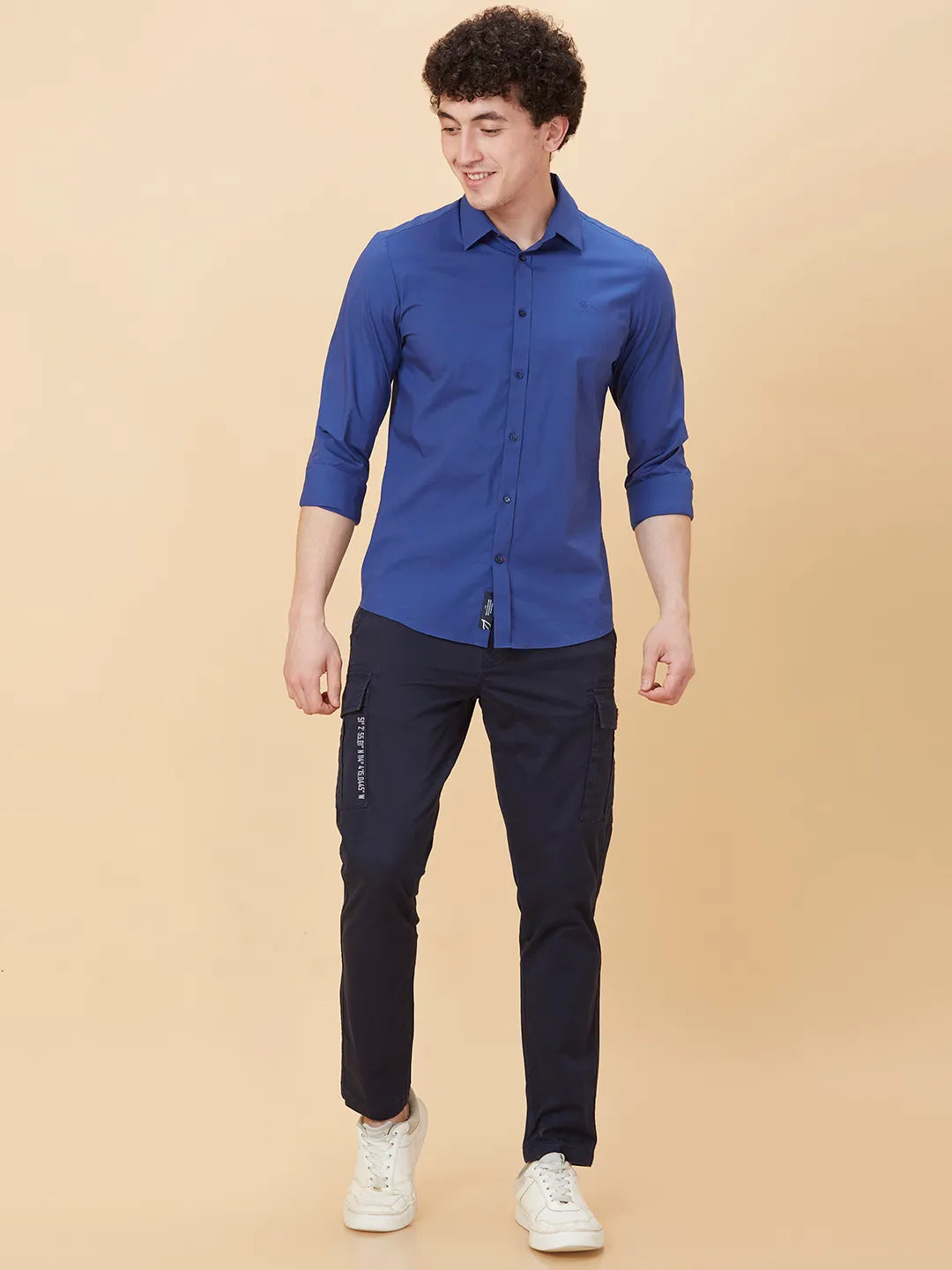 Blue Slim Fit Men's Cargos by Being Human Clothing