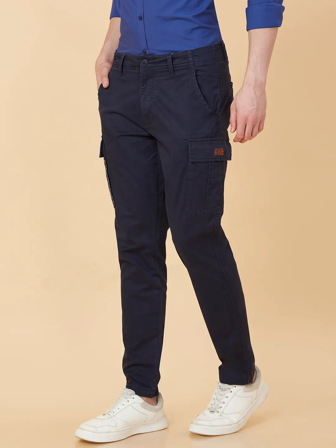 Blue Slim Fit Men's Cargos by Being Human Clothing