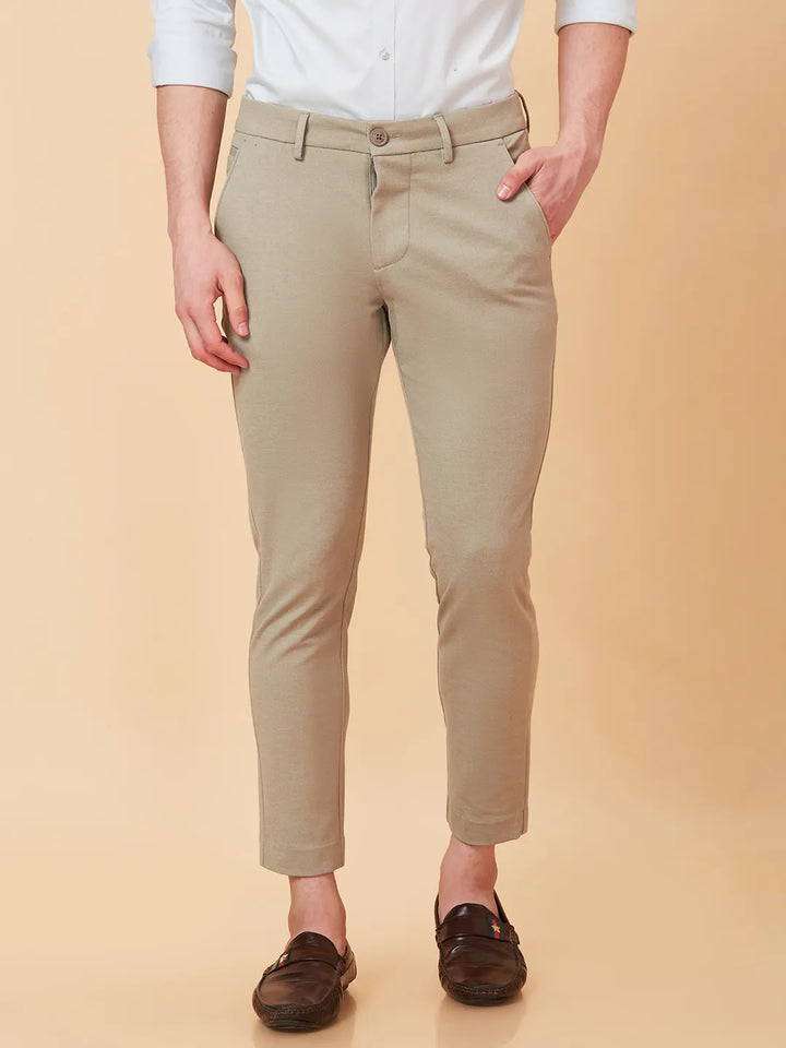 Beige Cropped fit Men's Chinos by Being Human Clothing