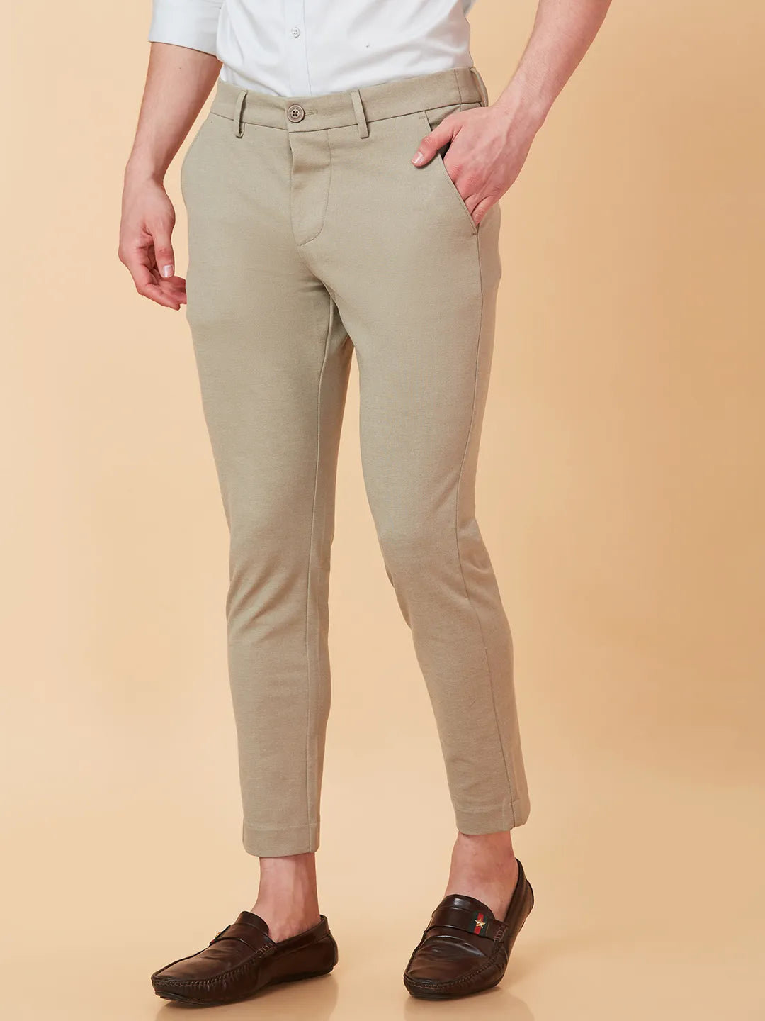 Being Human Clothing Men Cropped Fit Non Denim-Beige