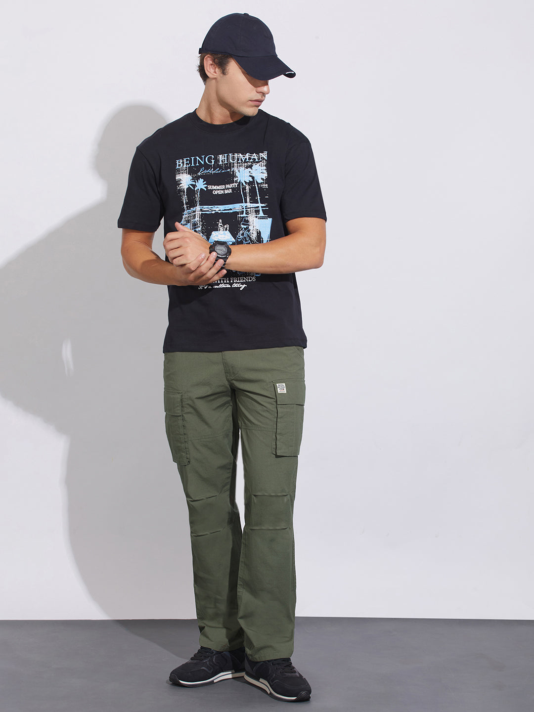 Olive Slim Fit Chino For Men By Being Human Clothing