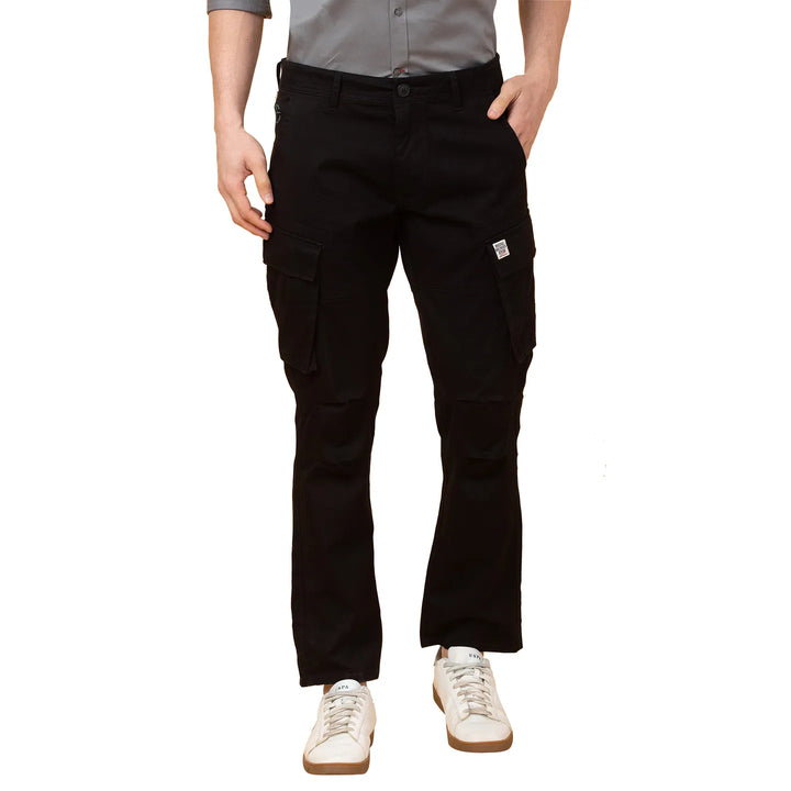 Black Easy Fit Cargos for Men By Being Human Clothing