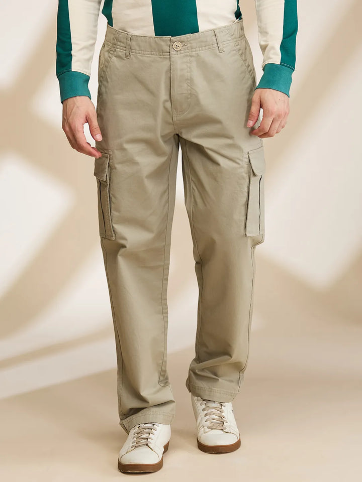 Green Slim Fit Men's Cargos by Being Human Clothing