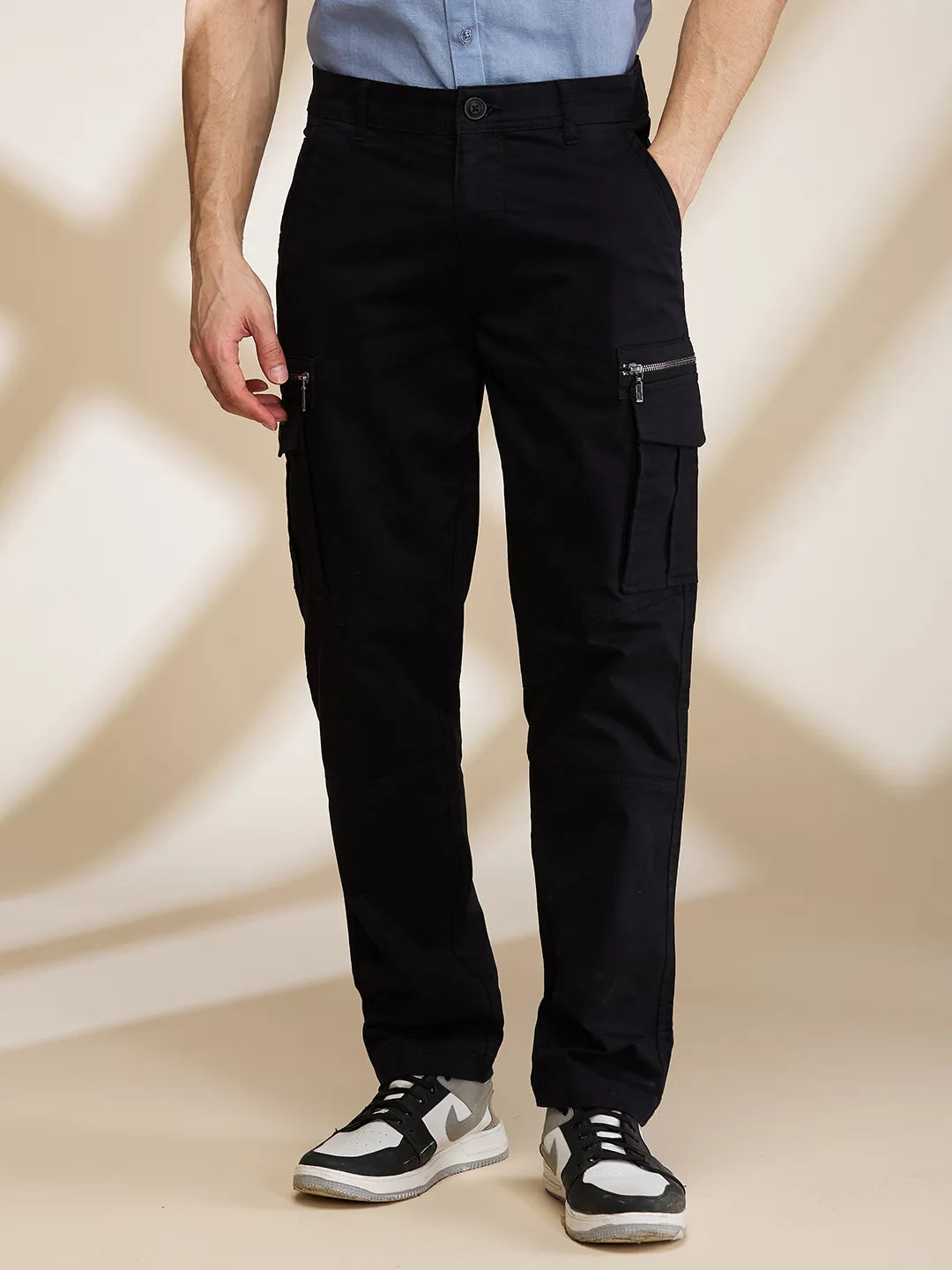 Mens-Bottom Cargo Black by Being Human Clothing