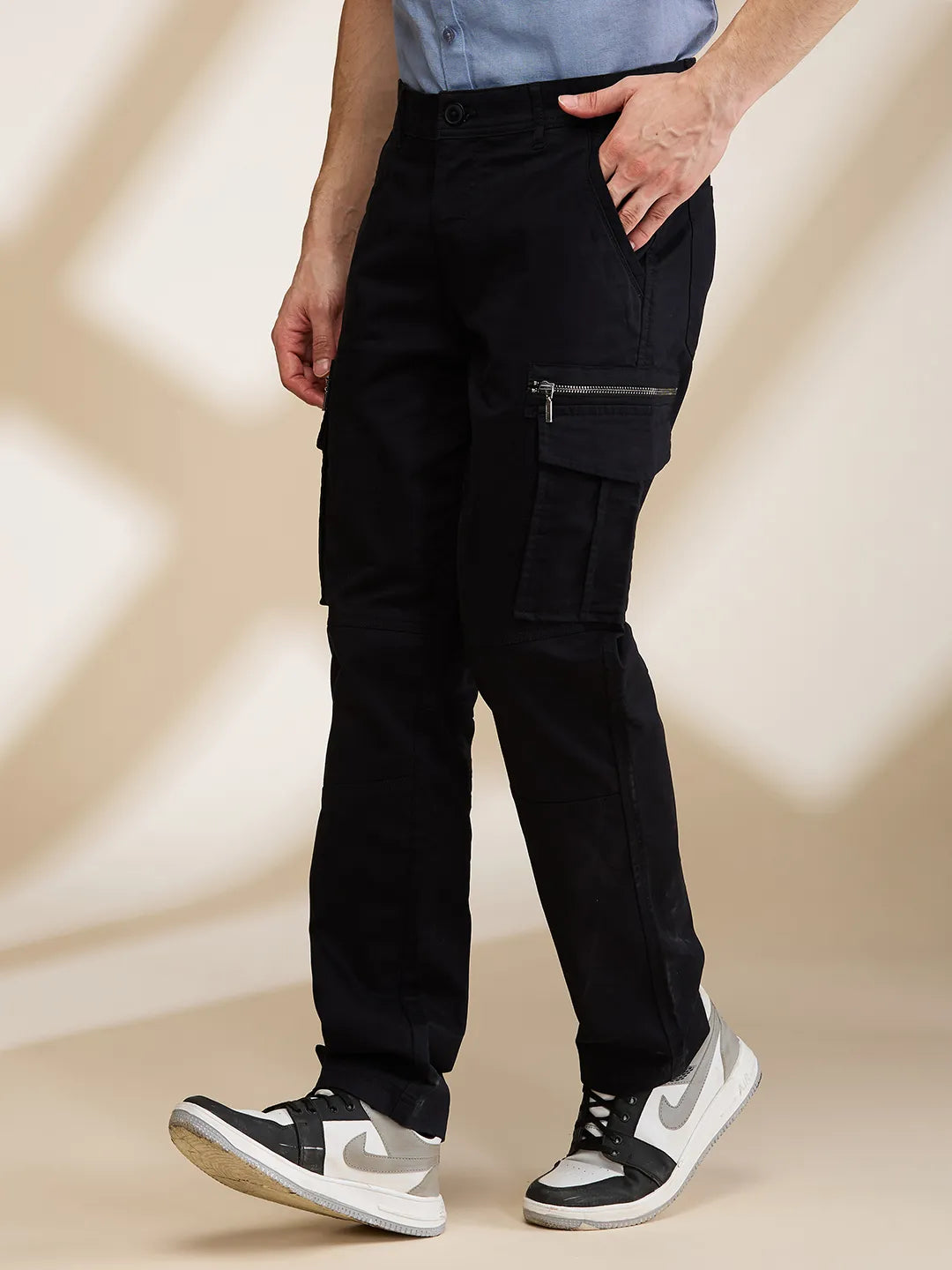 Mens-Bottom Cargo Black by Being Human Clothing
