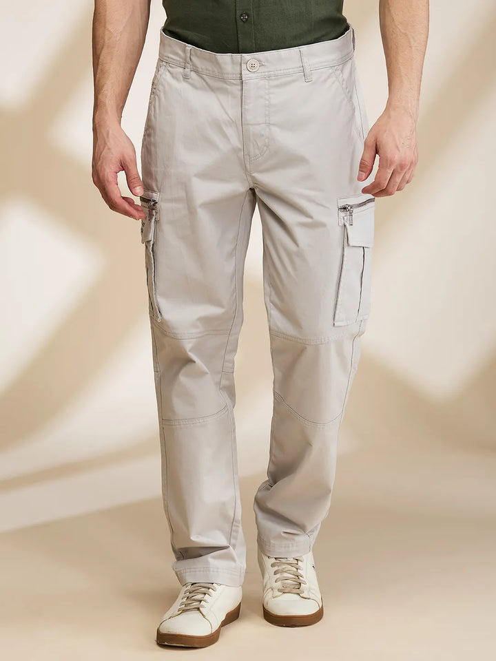 Light Grey Easy Fit Cargos for Men By Being Human Clothing
