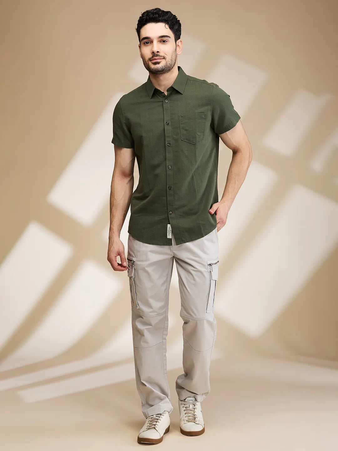 Being Human Clothing Mens-Bottom Cargo Lt.Grey