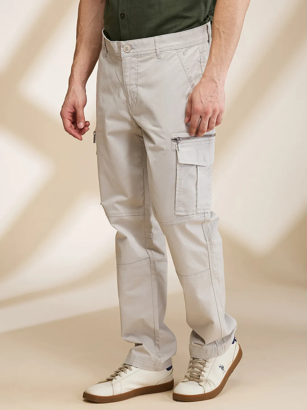 Being Human Clothing Mens-Bottom Cargo Lt.Grey