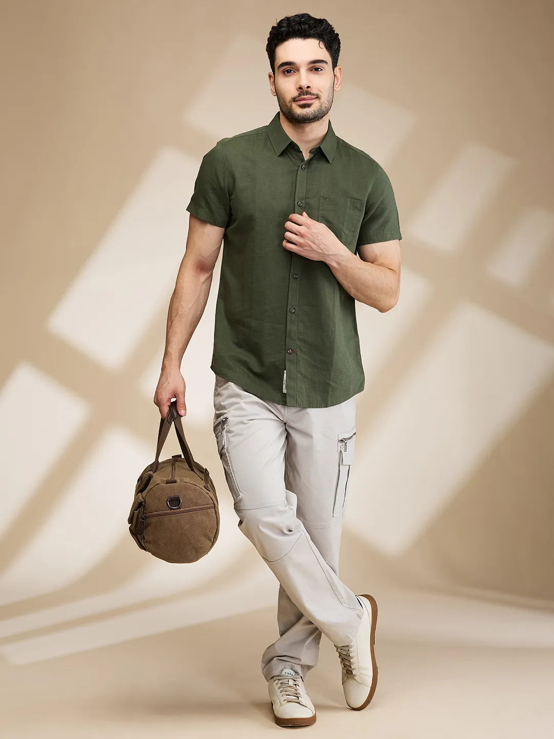 Being Human Clothing Mens-Bottom Cargo Lt.Grey