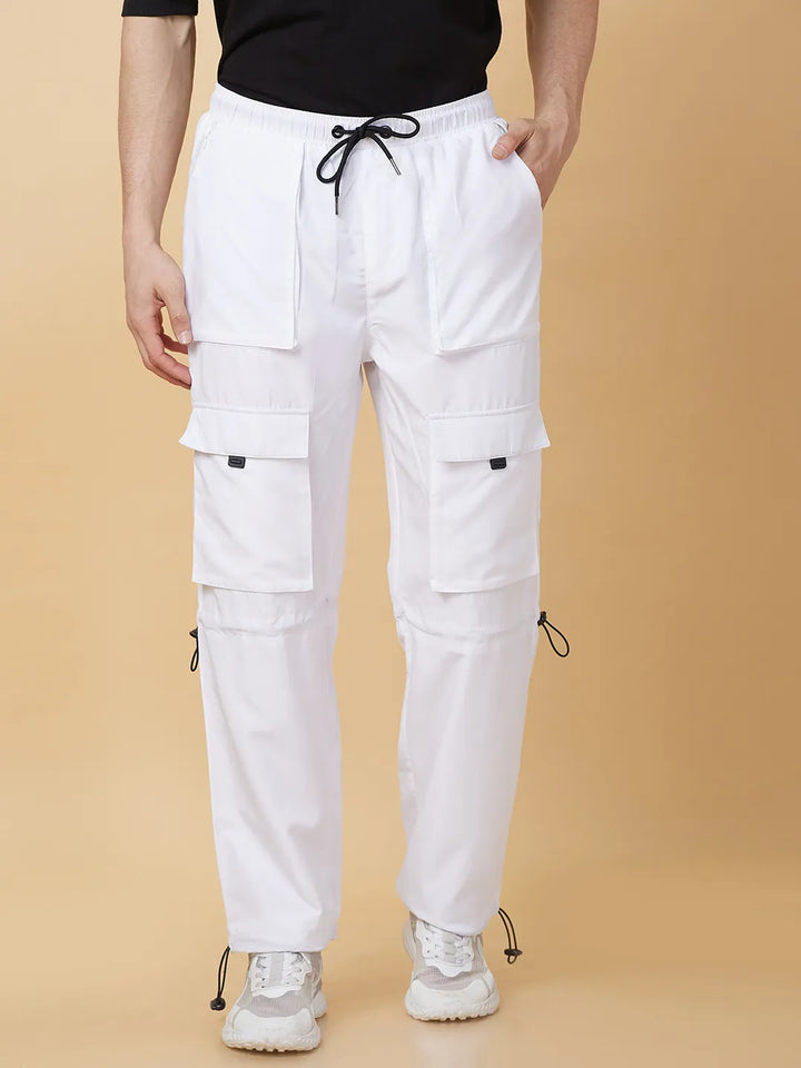 White Easy Fit Cargos for Men By Being Human Clothing