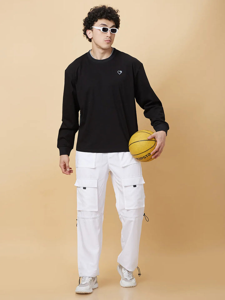 White Easy Fit Cargos for Men