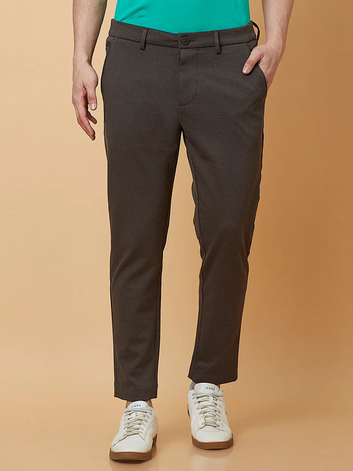 Brown Cropped fit Men's Chinos by Being Human Clothing
