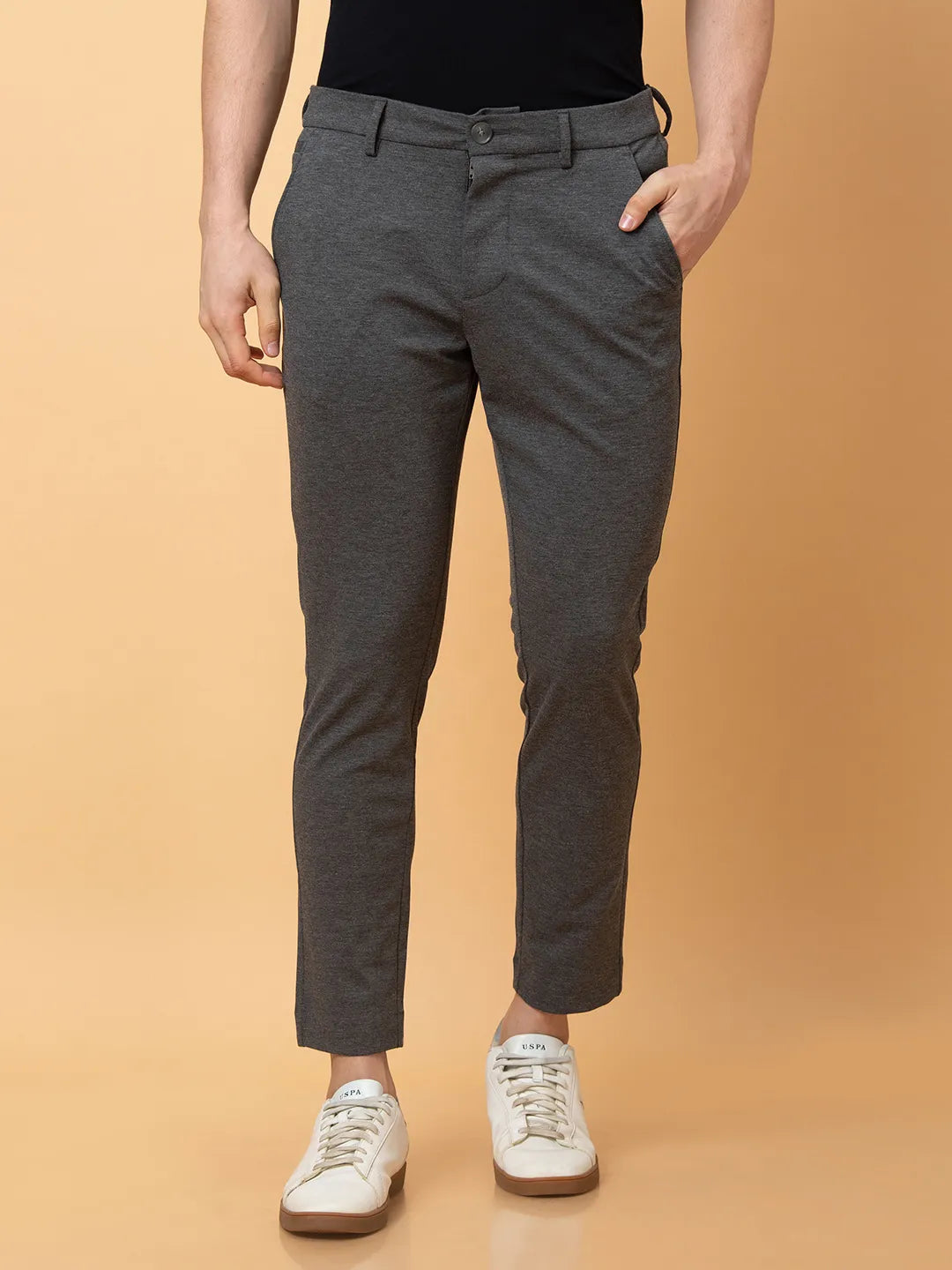 Grey Cropped fit Men's Chinos by Being Human Clothing
