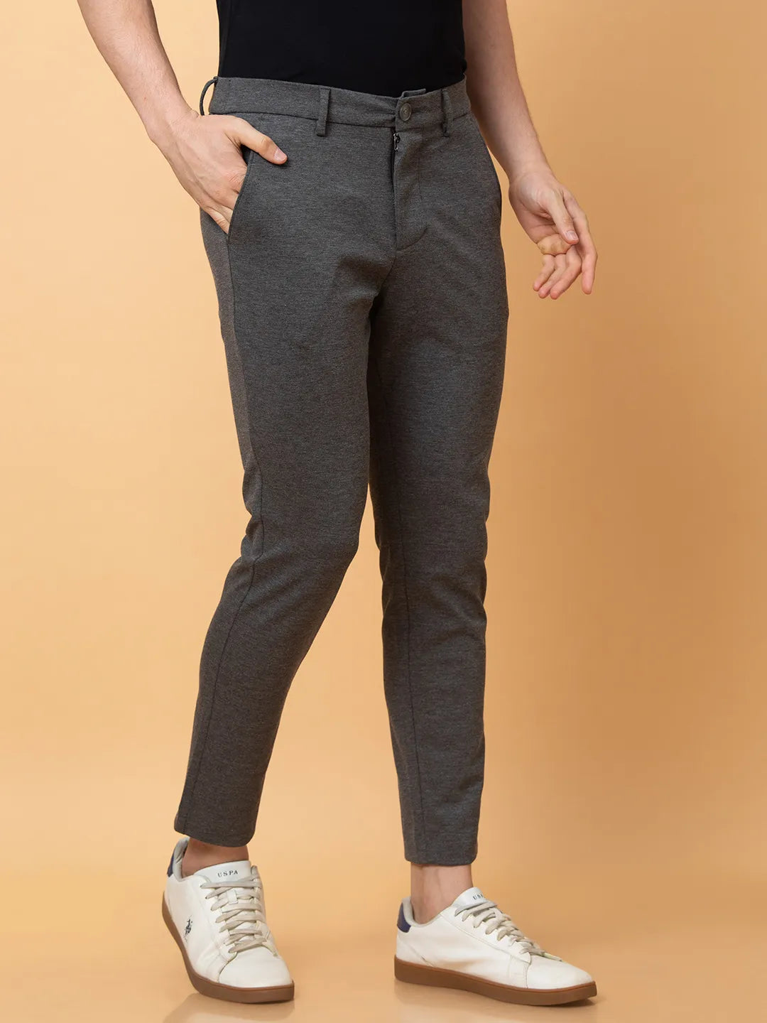 Grey Cropped fit Men's Chinos by Being Human Clothing