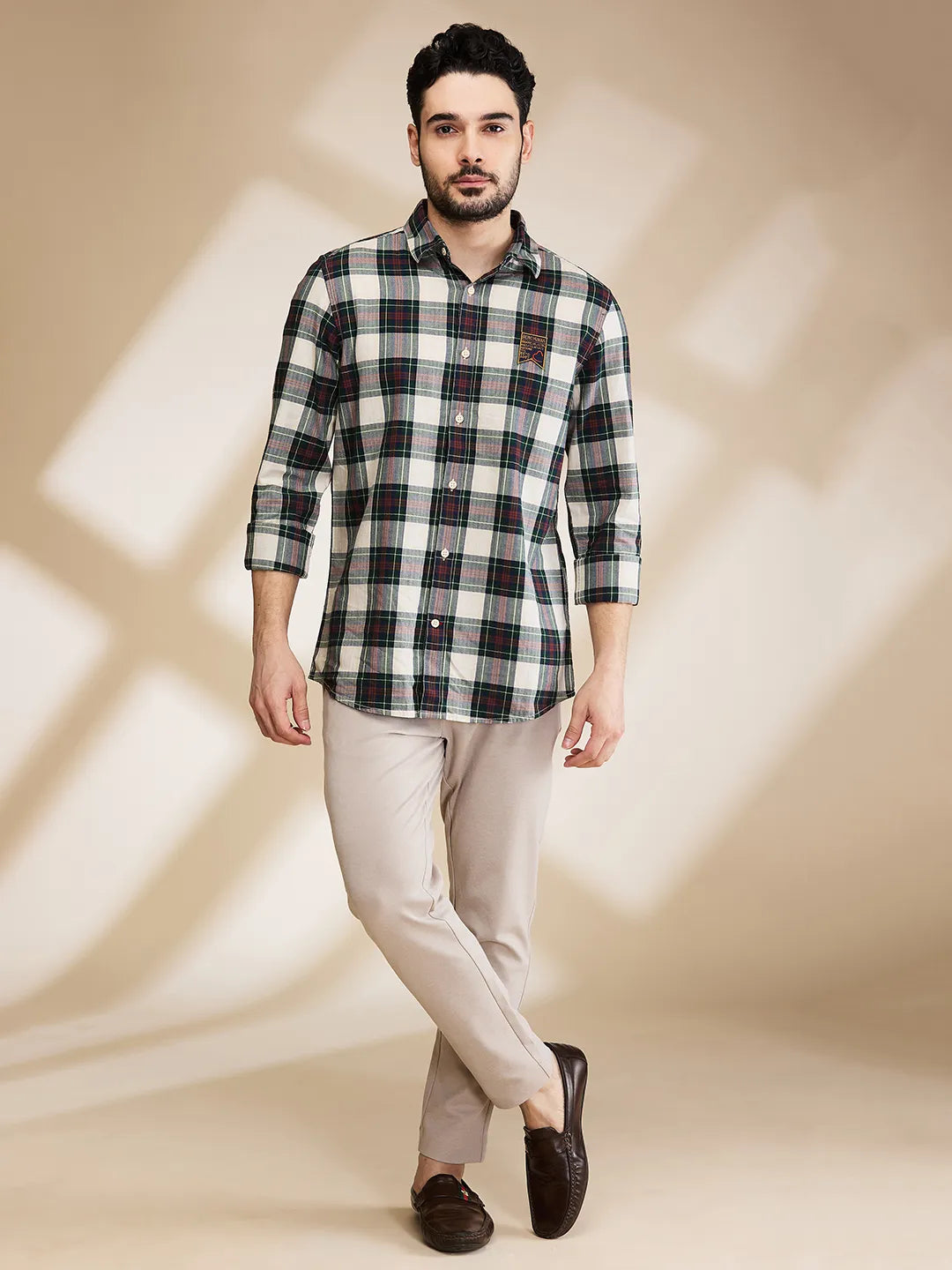 Beige Cropped fit Men's Chinos by Being Human Clothing