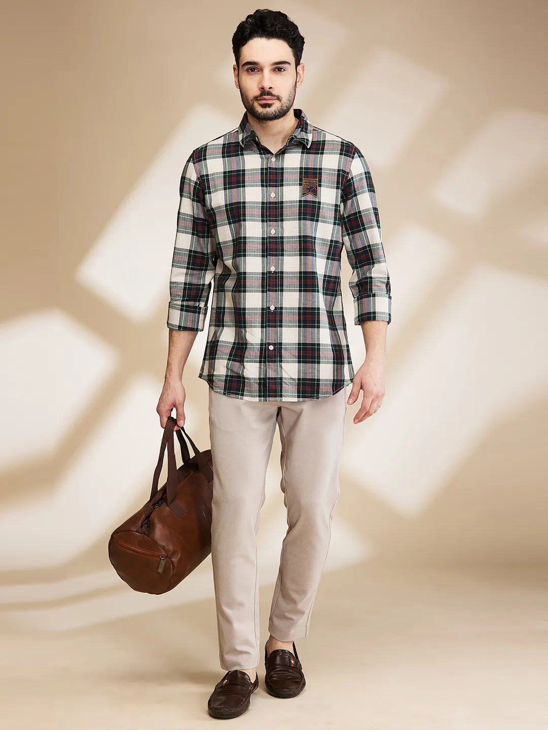 Beige Cropped fit Men's Chinos by Being Human Clothing