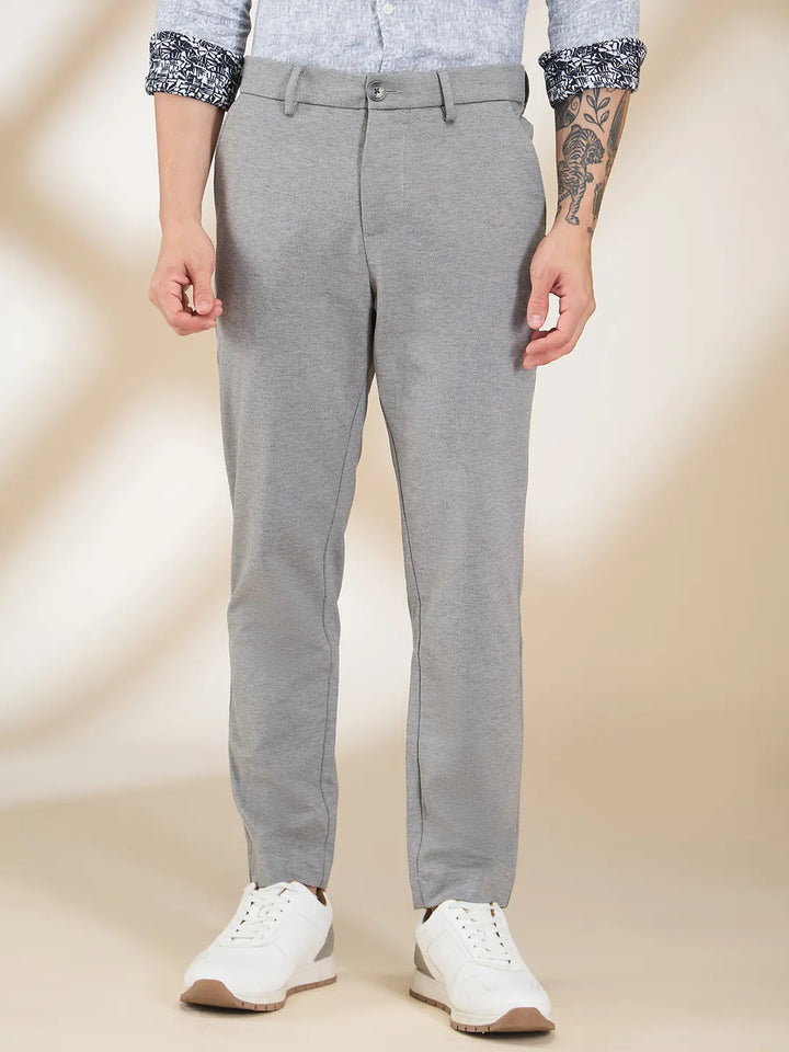 Grey Cropped Fit Men's Chinos