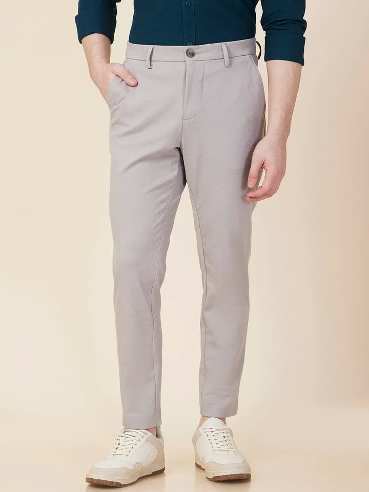Grey Cropped Fit Men's Chinos