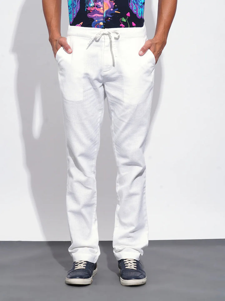 White Slim Fit Joggers For Men By Being Human Clothing