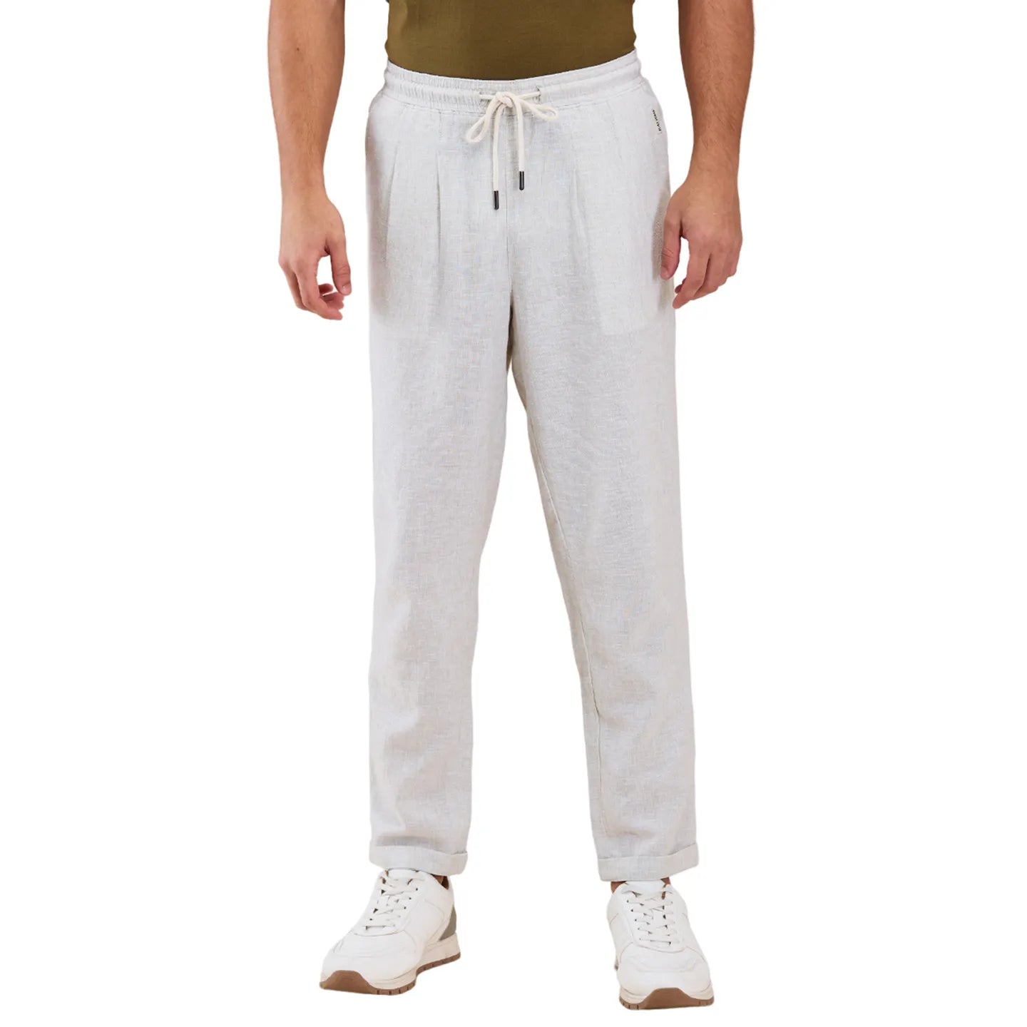 Being Human Men's Green Mid-Rise Slim Fit Trousers