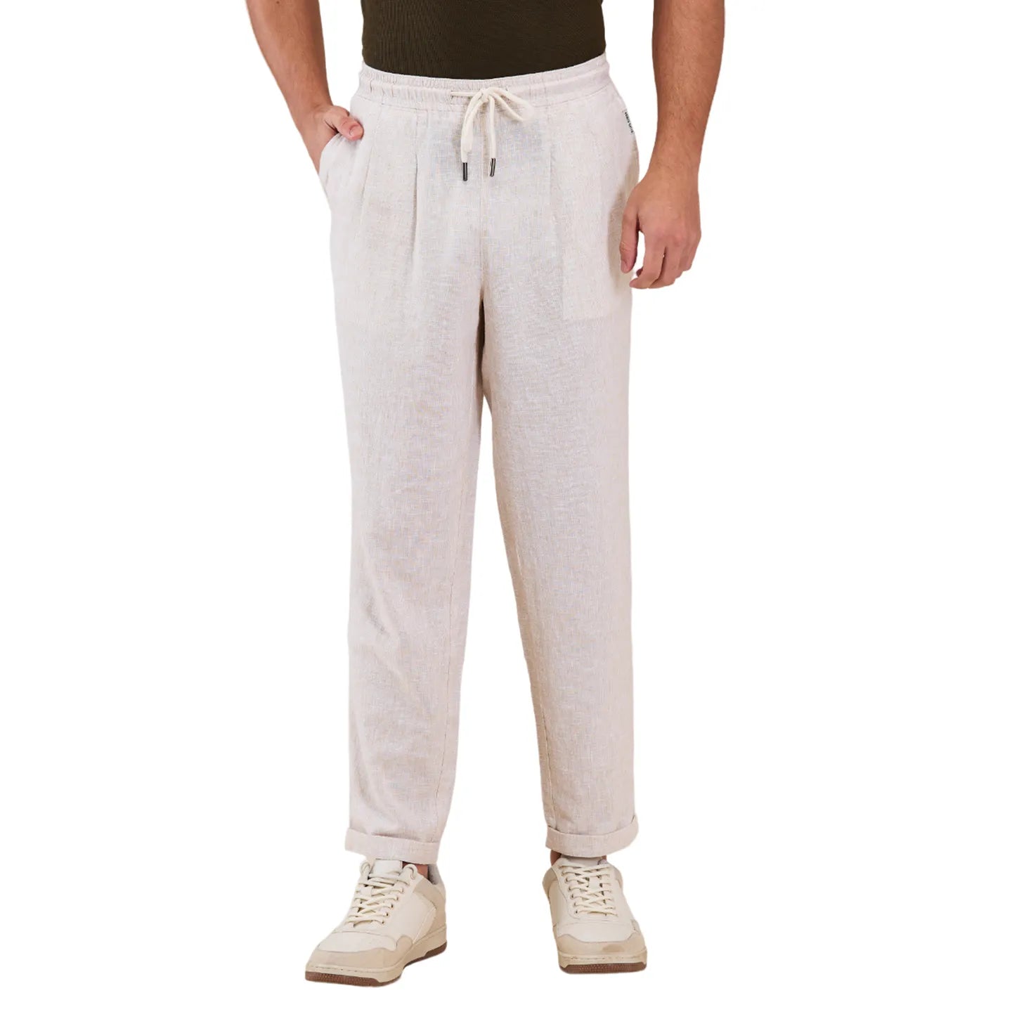 Being Human Men's Green Mid-Rise Slim Fit Trousers