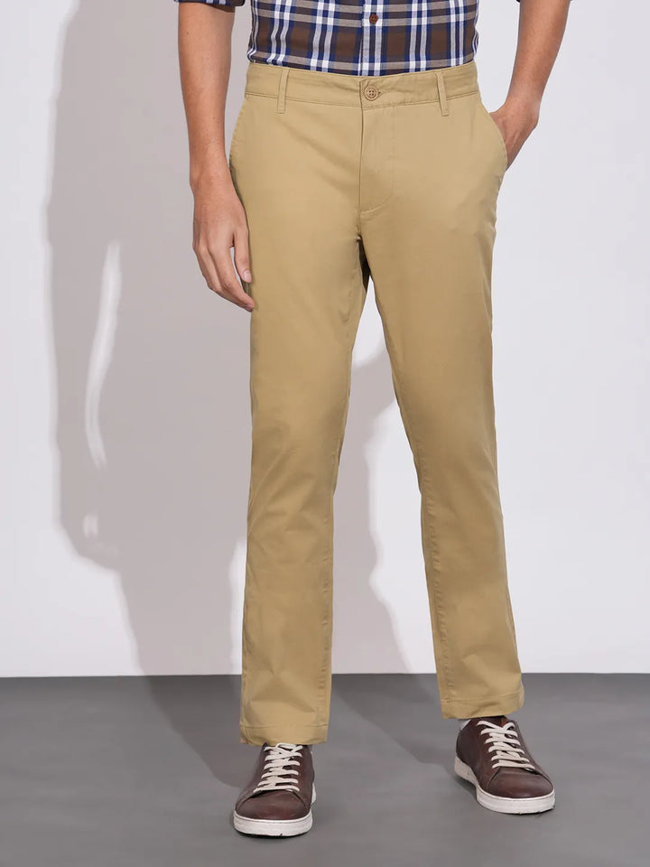 Khaki Regular Fit Chinos For Men By Being Human Clothing