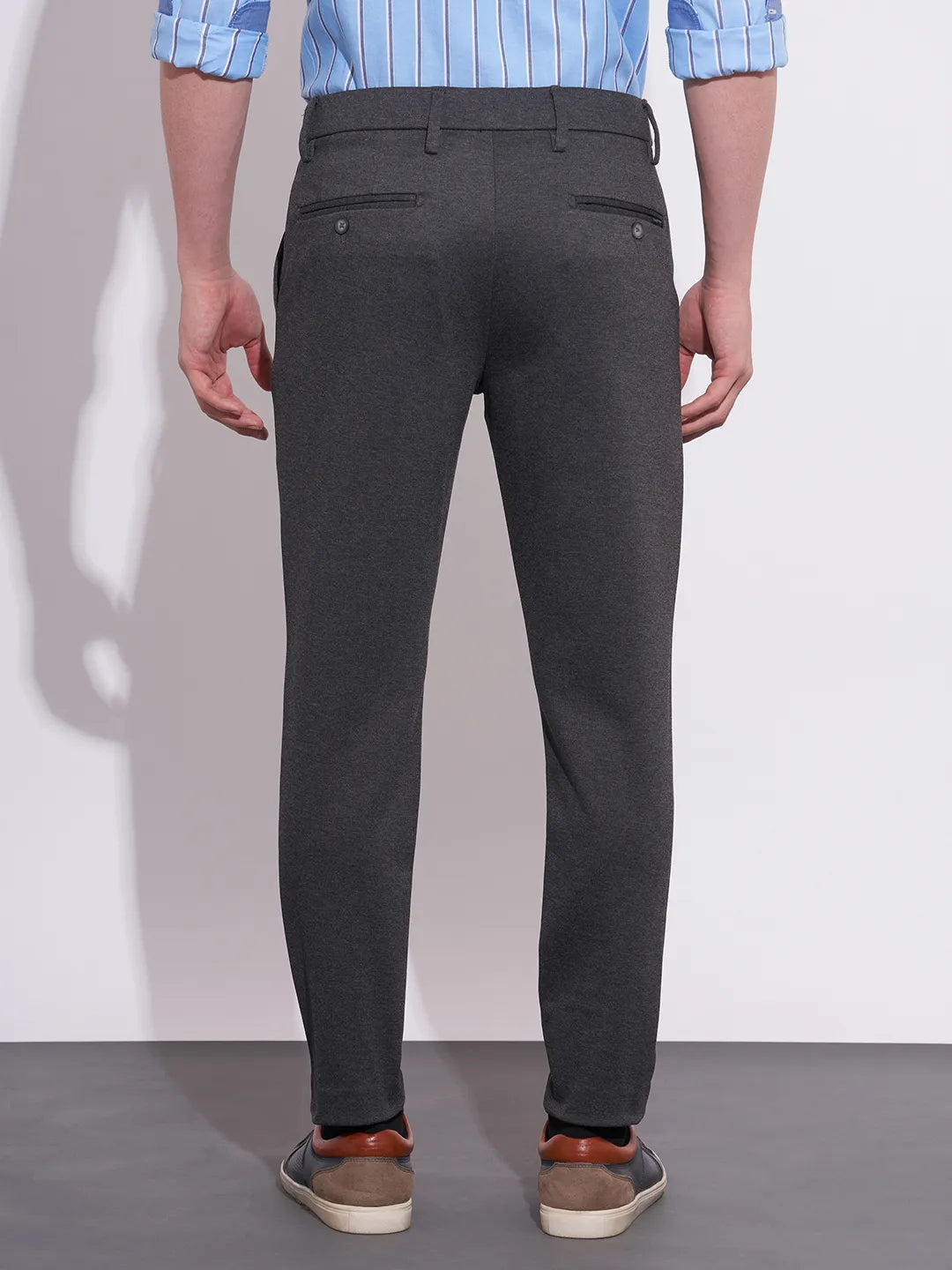 Being Human Men's Charcoal Grey Slim Fit Chinos