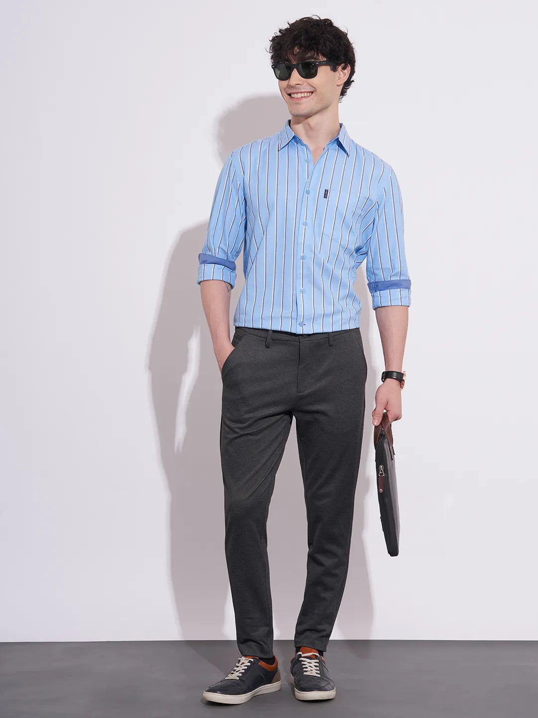 Being Human Men's Charcoal Grey Slim Fit Chinos