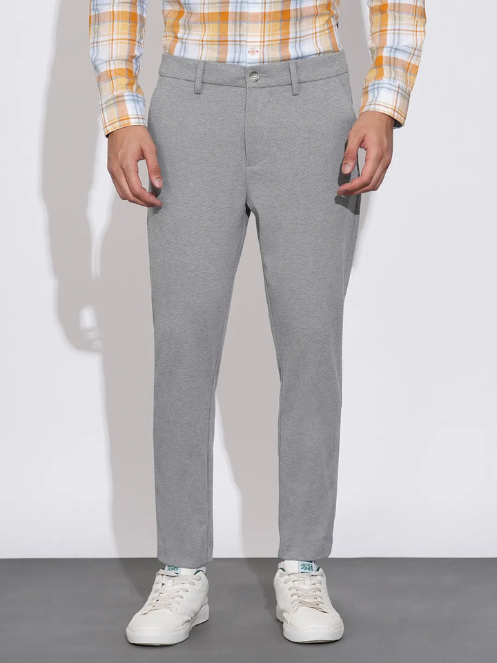 Grey Slim Fit Chinos For Men By Being Human Clothing