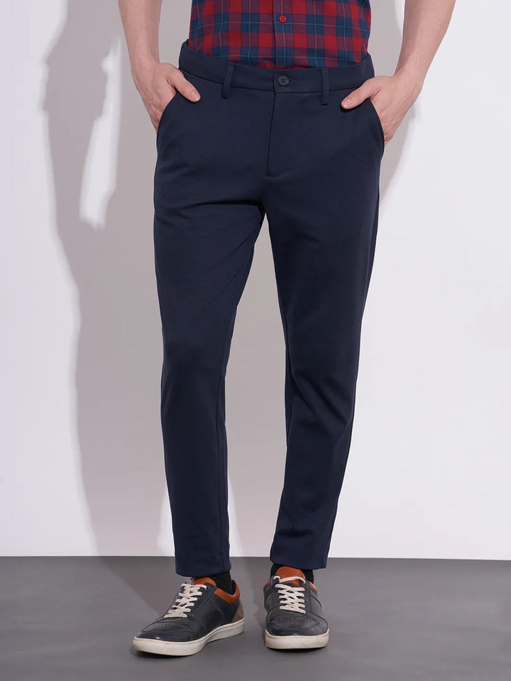 Navy Cropped Fit Chinos For Men By Being Human Clothing