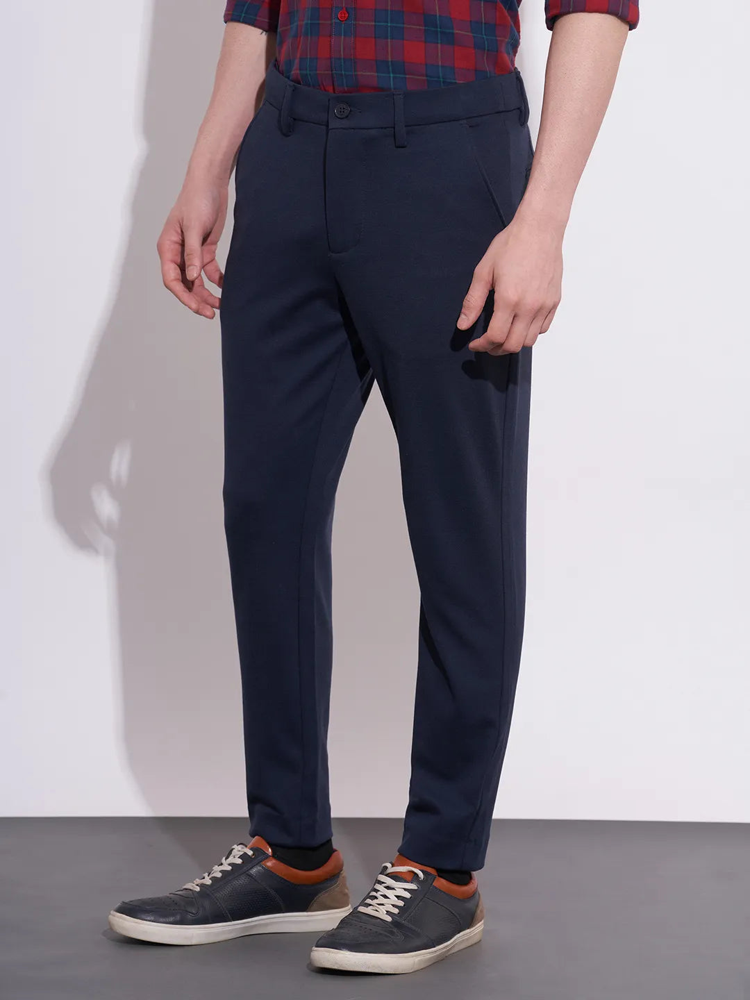 Being Human Men's Navy Slim Fit Mid-Rise Chinos