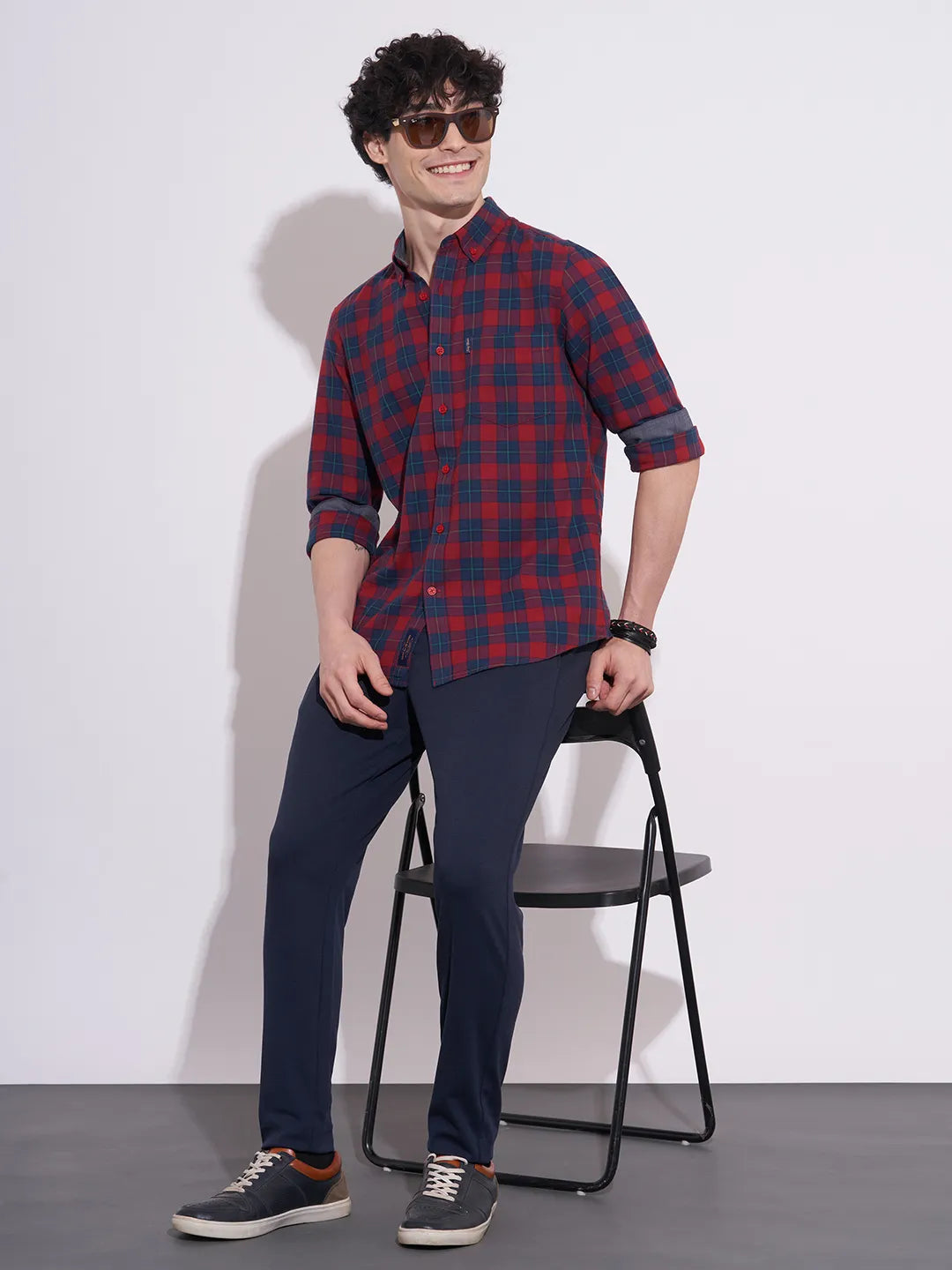 Being Human Men's Navy Slim Fit Mid-Rise Chinos