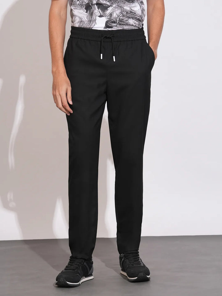Black Cropped Fit Chinos For Men By Being Human Clothing