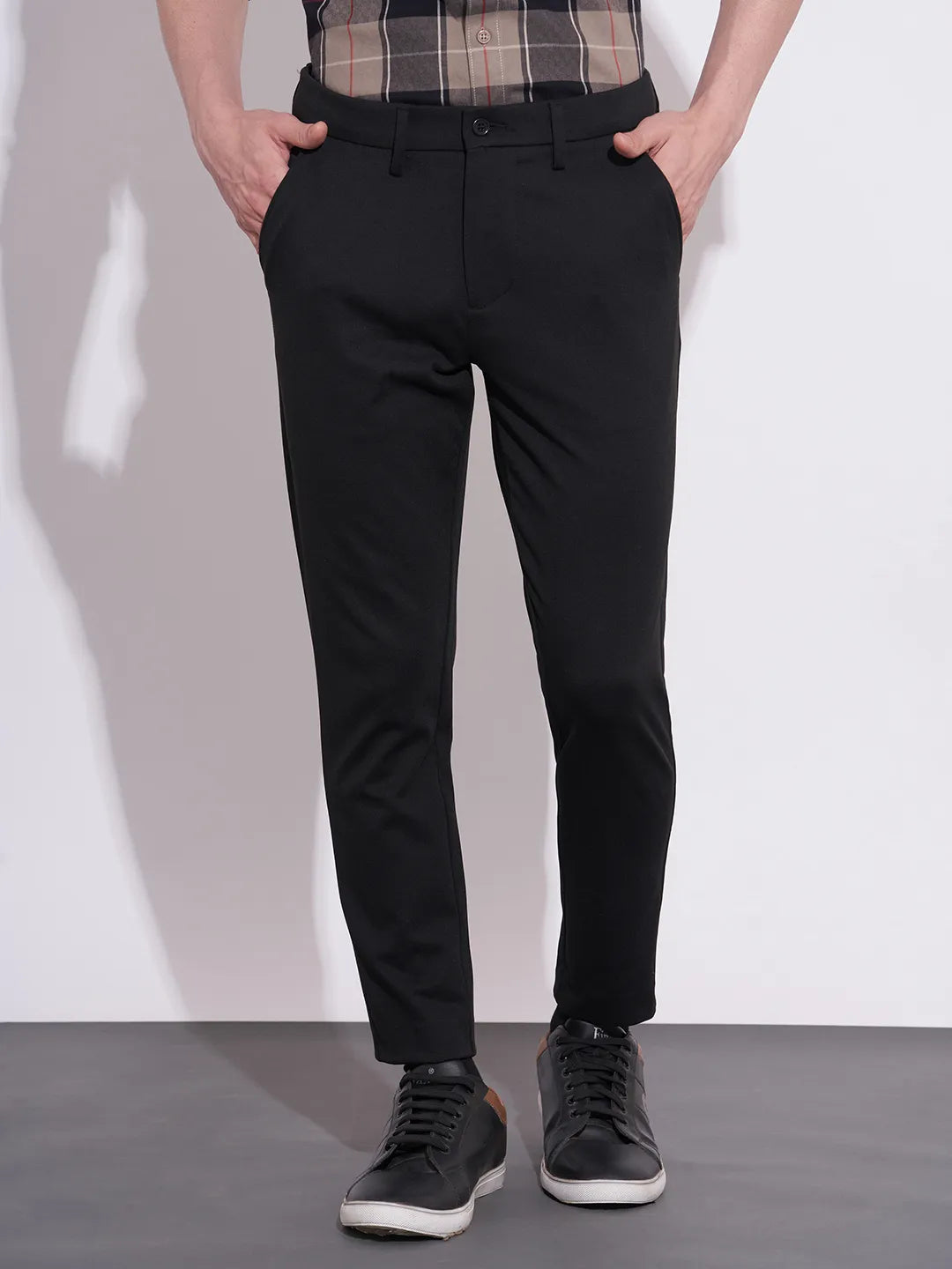 Being Human Men's Black Mid-Rise Slim Fit Chinos