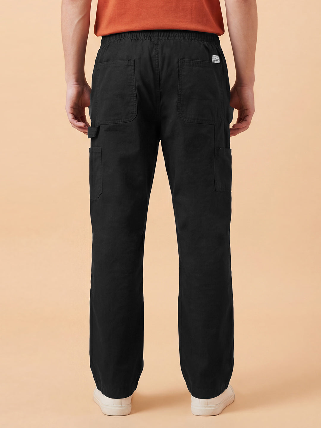 Black Regular Fit Mid Rise Men's Pure Cotton Chino Pant by Being Human Clothing