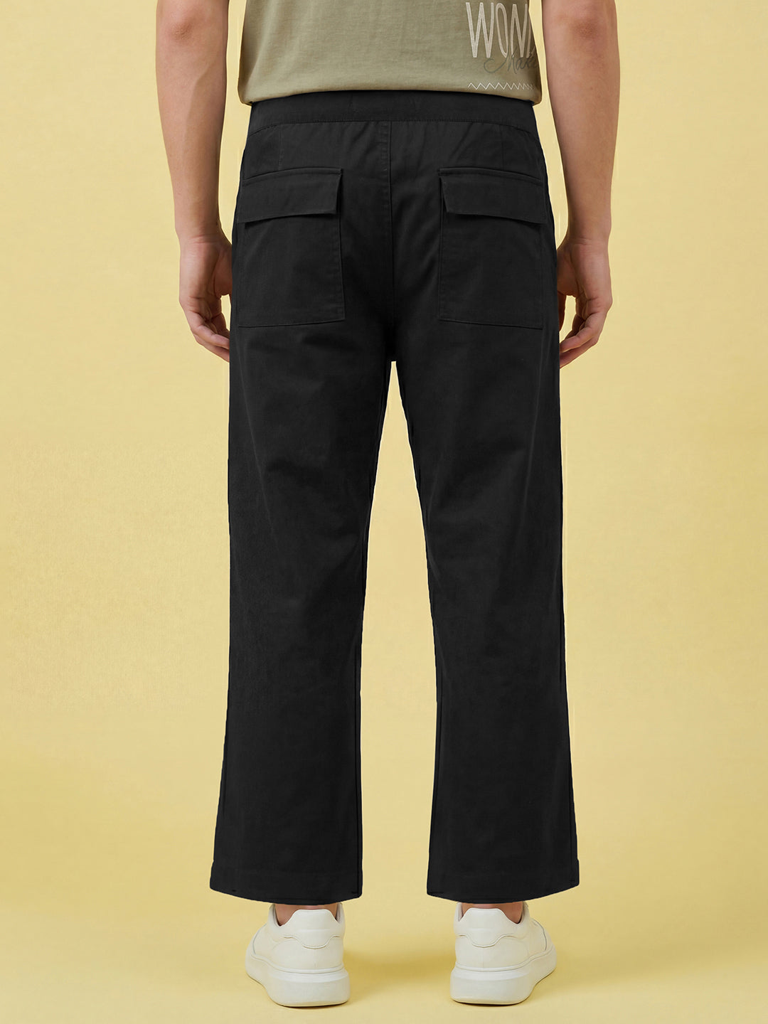 Black Regular Fit Mid Rise Men's Chino Pant by Being Human Clothing