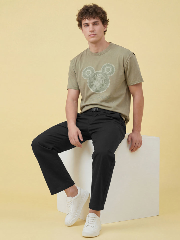 Black Regular Fit Mid Rise Men's Chino Pant by Being Human Clothing