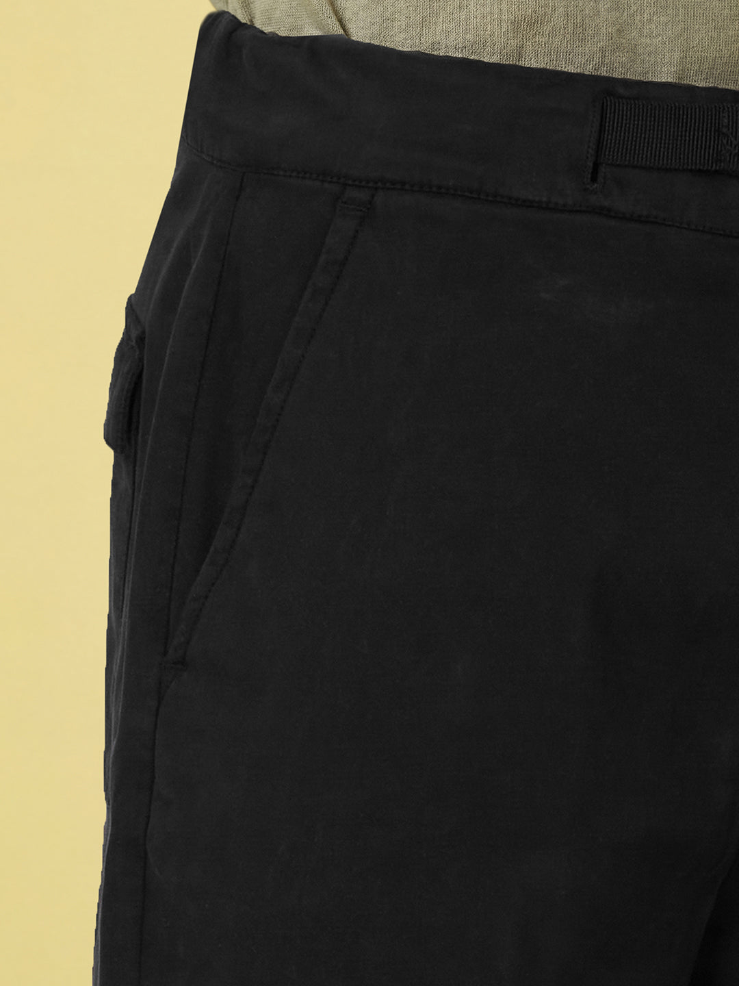 Black Regular Fit Mid Rise Men's Chino Pant by Being Human Clothing