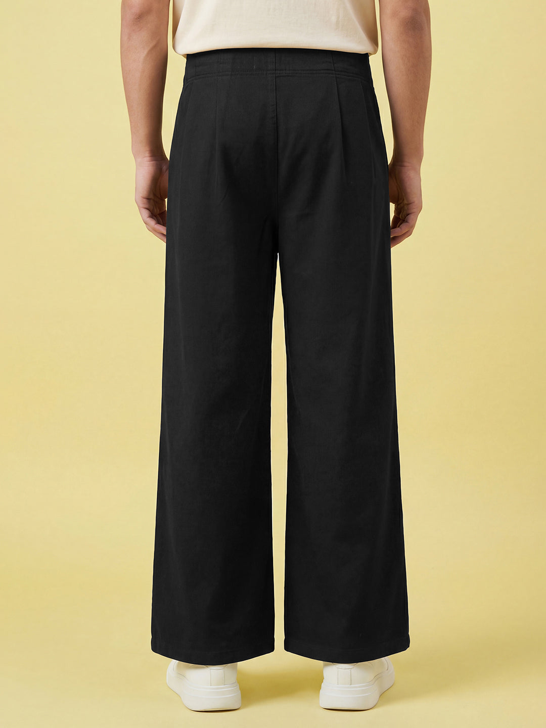 Black Regular Fit Mid Rise Men's Pure Cotton Chino Pant by Being Human Clothing